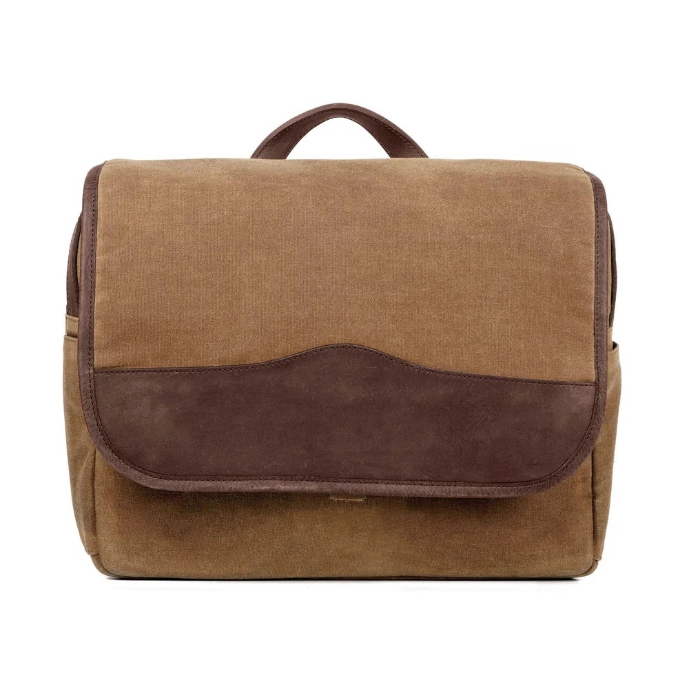 Mission Mercantile Campaign Waxed Canvas Messenger Bag Leather Briefcase